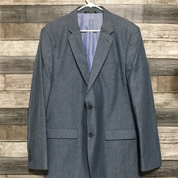 Banana Republic Tailored Slim Fit Blazer Men’s 46L Blue 2 Button 100% Cotton - Picture 6 of 10